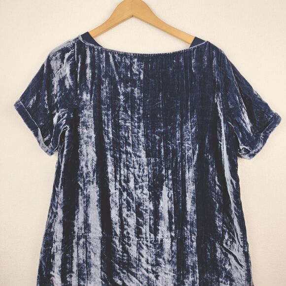 Floreat Anthropologie Dress Medium Blue Crushed Velvet Whimsigoth Dark Romance - Picture 11 of 15